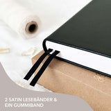 Hand-drawn planner - Undated - 100% recycled paper - Black vegan leather