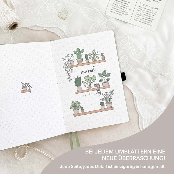 Hand-drawn planner - Undated - 100% recycled paper - Light Green