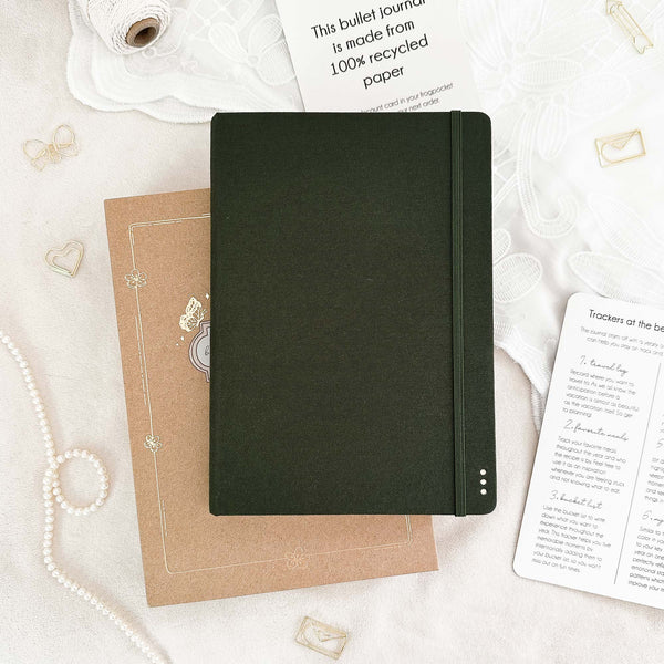 Hand-drawn planner - Undated - 100% recycled paper - Olive