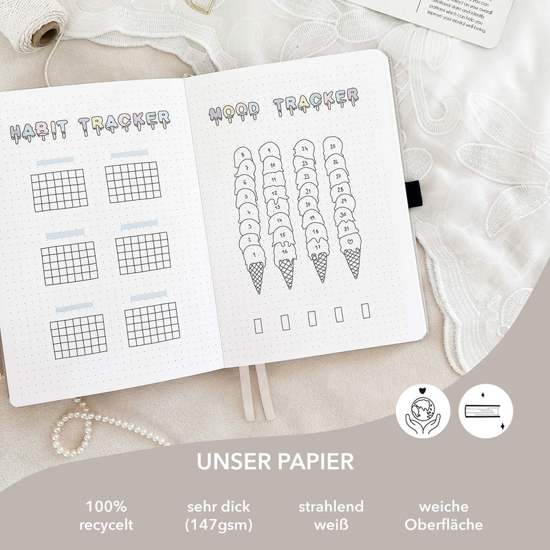 Hand-drawn planner - Undated - 100% recycled paper - Greige