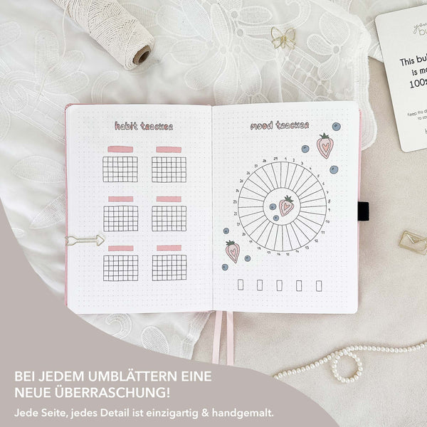 Hand-drawn planner - Undated - 100% recycled paper - Rose